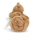 Jellycat bear blanket with textured fur and bear head, 56cm x 70cm, UK version