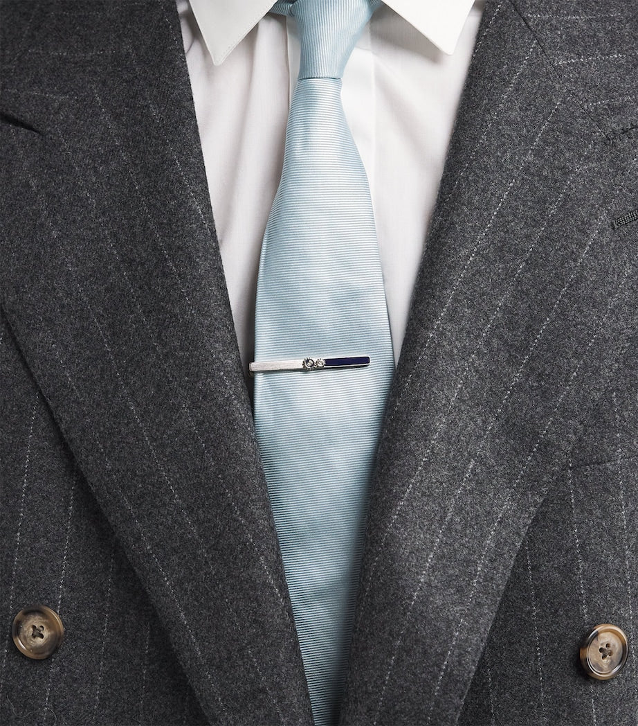 Tateossian gears tie clip brushed silver-tone enamel, UK version