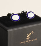 Deakin & Francis Manschettenknöpfe aus Sterlingsilber und Emaille mit ovalem Design – Britisches Produkt