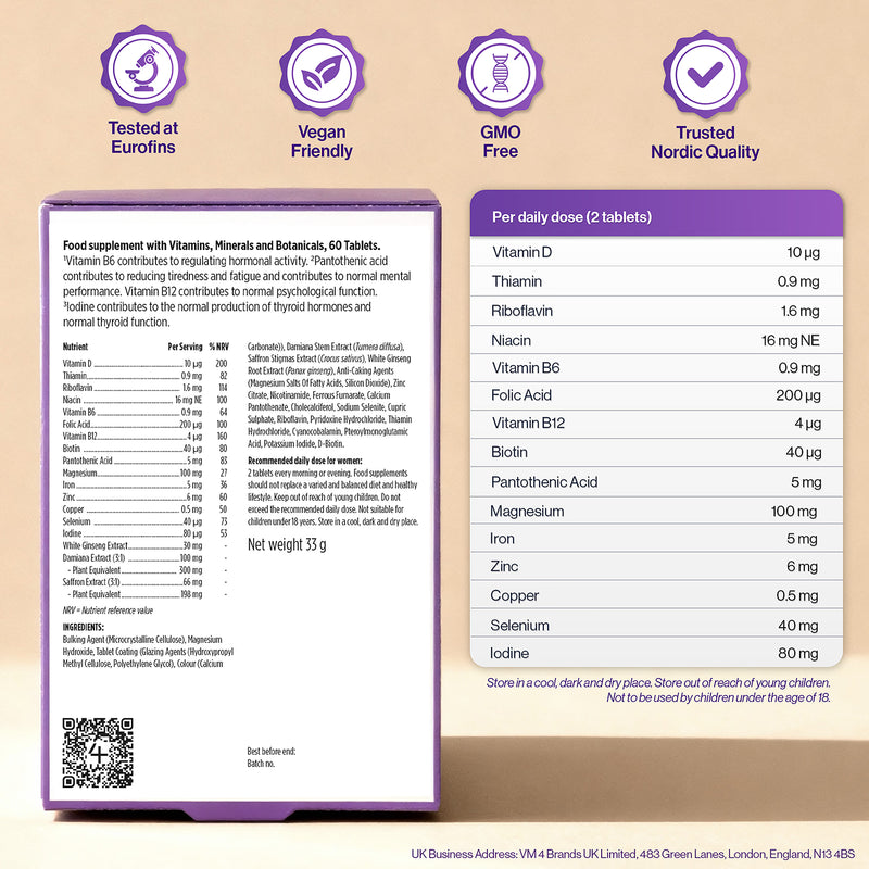 4HER Hormonal Balance Multivitamin 60 Tablets, UK version