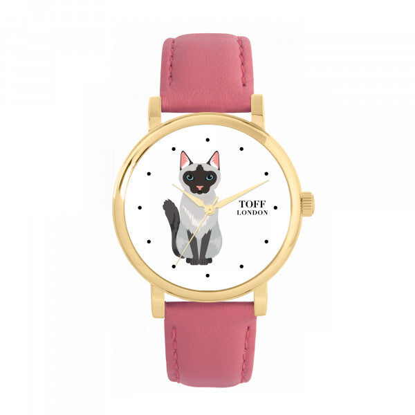 Toff London white ladies Siamese cat watch 38mm (British brand)