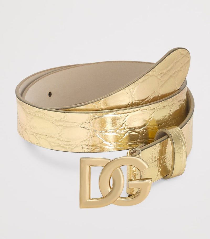 Dolce & Gabbana Kids logo buckle belt calfskin - British product