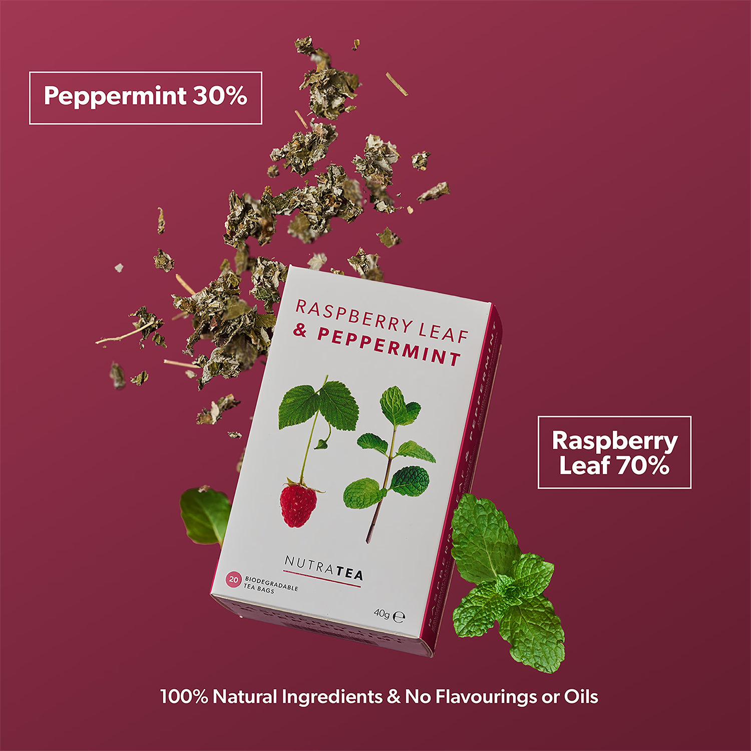 Raspberry Leaf & Peppermint herbal tea 20 tea bags - British product