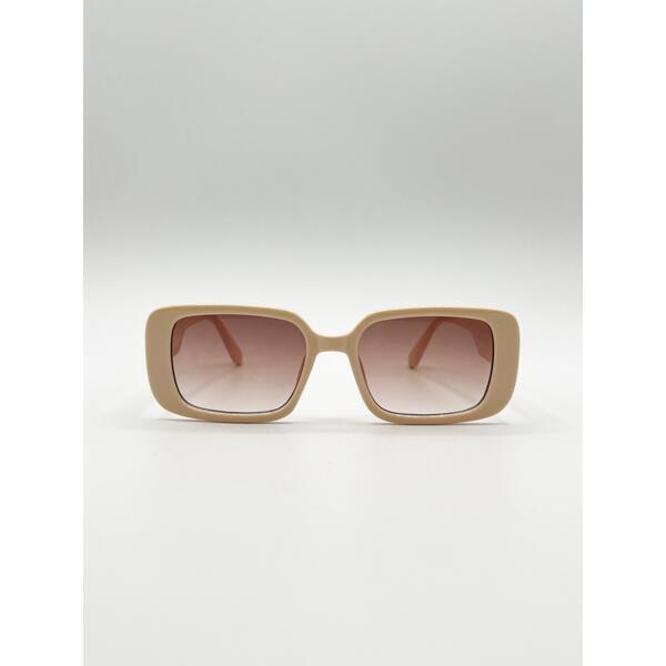 SVNX oversized rectangle sunglasses in beige, imported from the UK