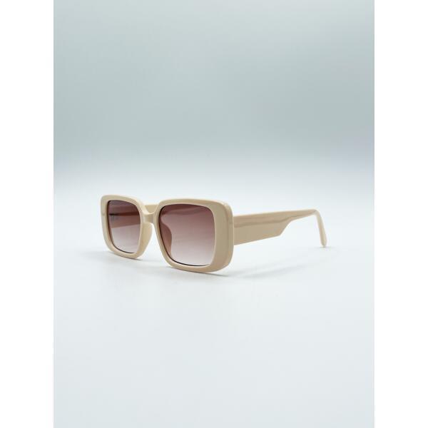 SVNX oversized rectangle sunglasses in beige, imported from the UK