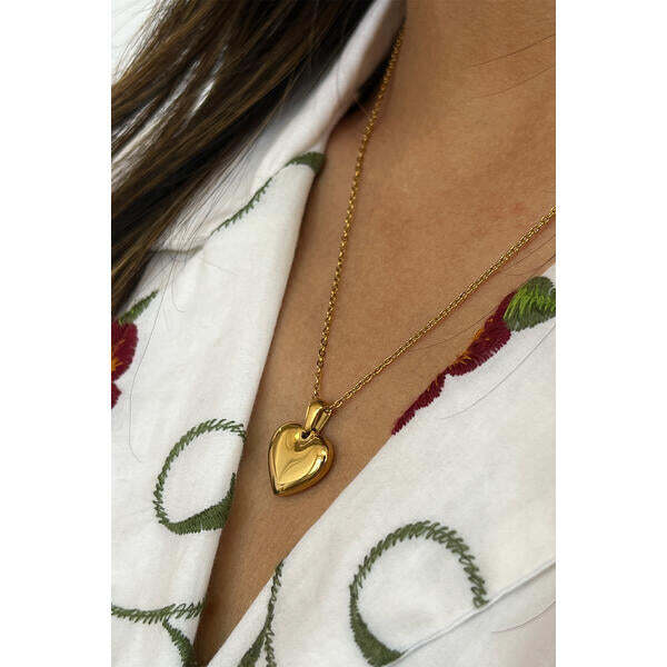 SVNX chunky heart pendant necklace in gold 40cm (British brand)
