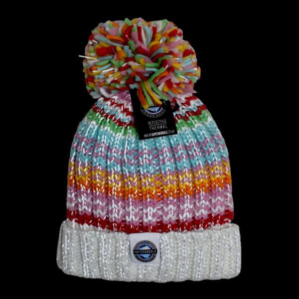 Superbobble kids bobble hat reflective rib knit Aurora - British product