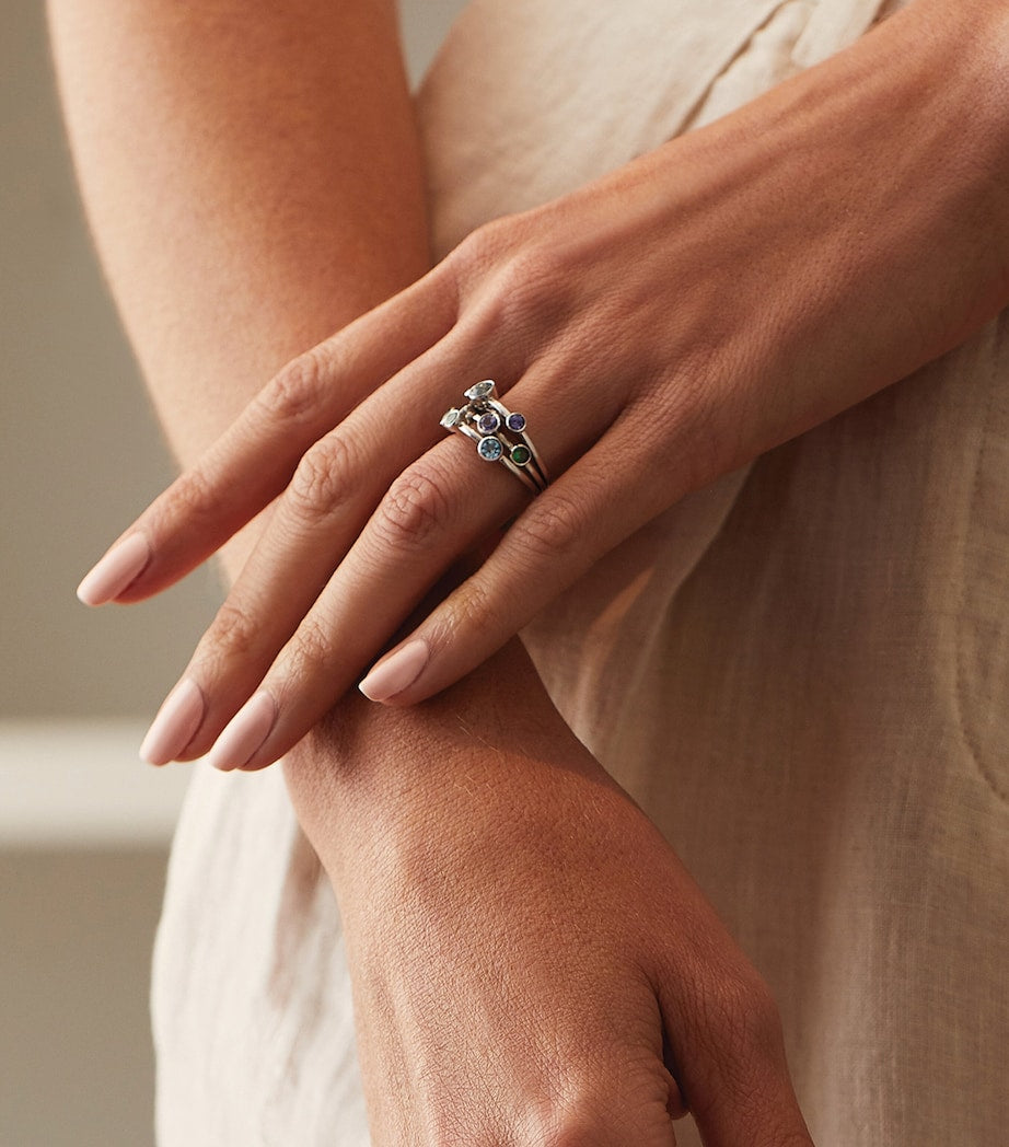 Boodles Watercolour ring with tsavorite tanzanite and aquamarine - British product