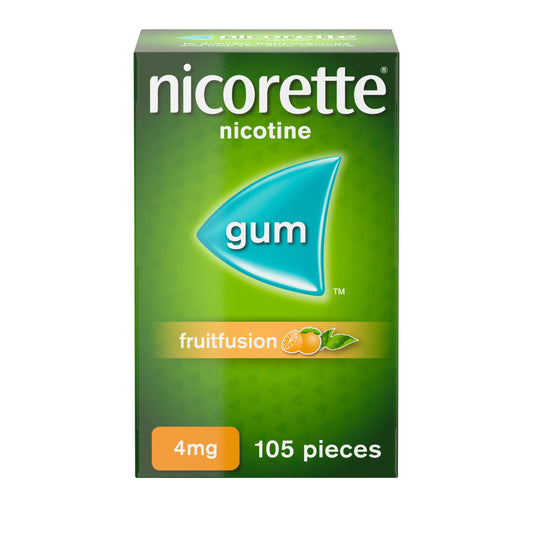 Nicorette Fruitfusion Chewing Gum - 4mg, x105 Pieces (stop smoking aid) smoking control Sainsburys   