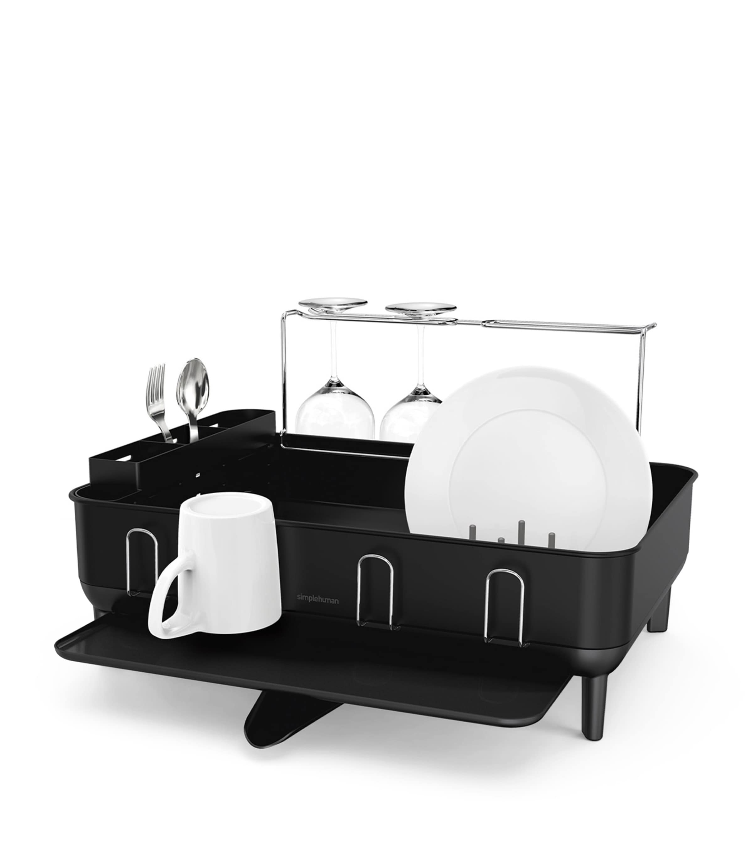 Simplehuman steel frame dish rack with rotating spout (British brand)