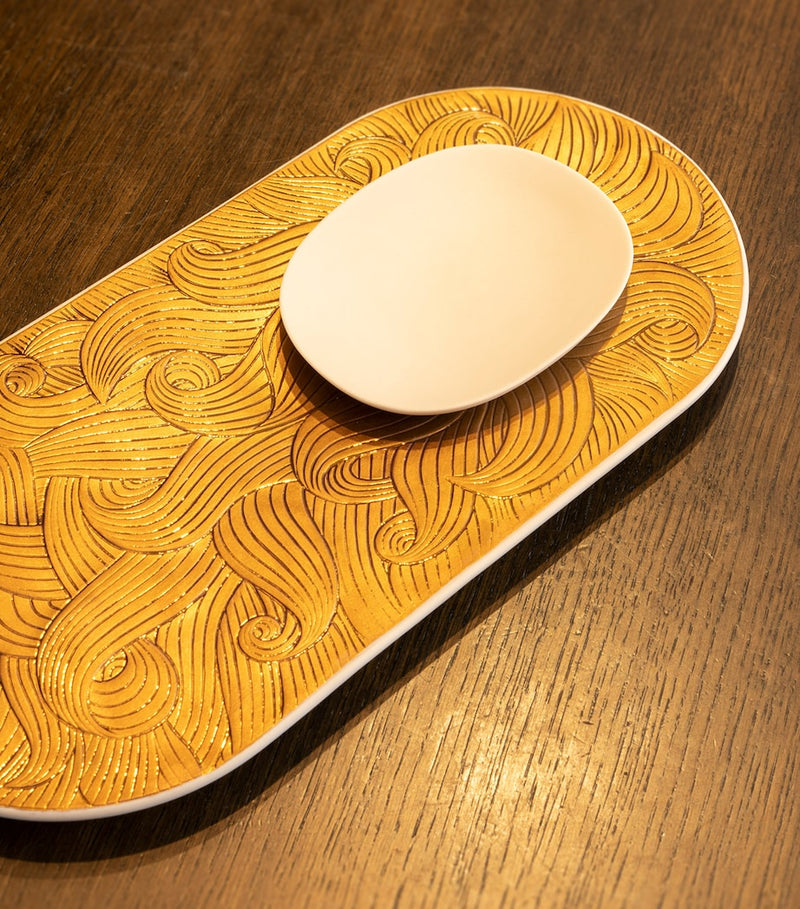 Lladró Mirage tray porcelain gold tone 33x16cm - British product