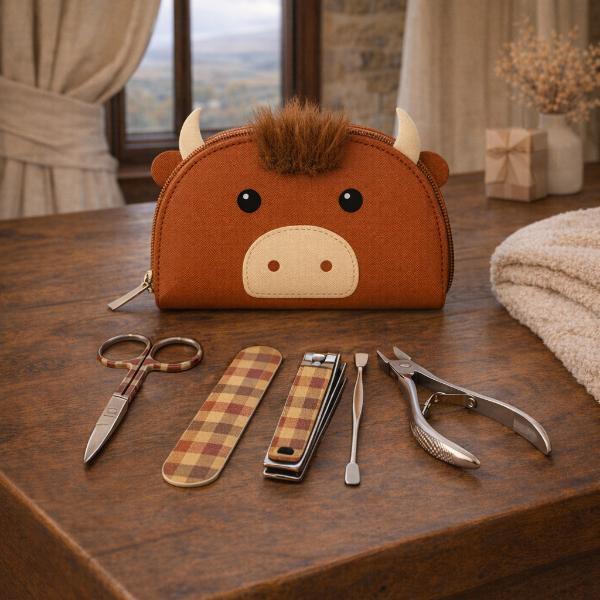 Aroma Home Harris Highland Cow manicure tool gift set - British product