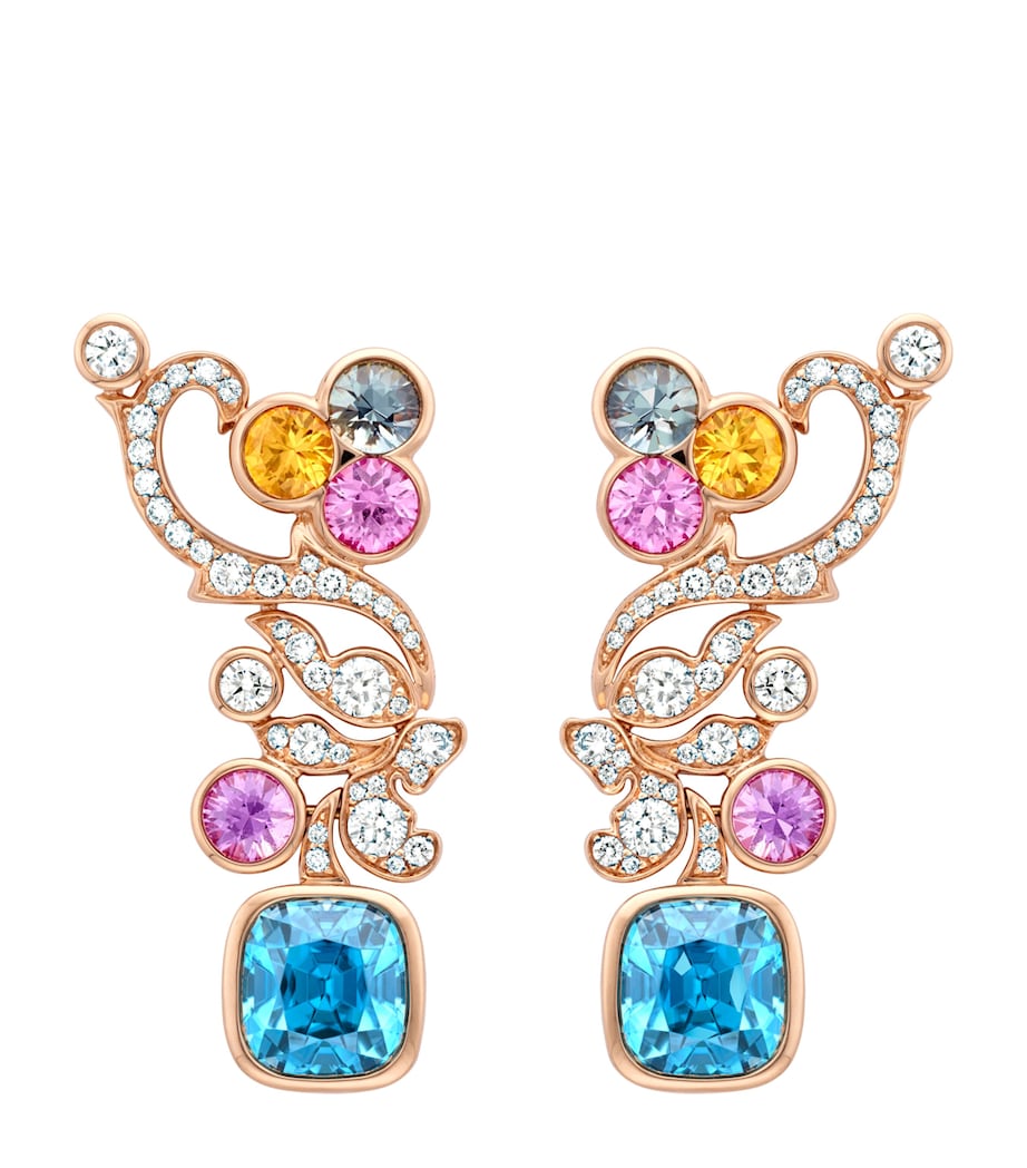 Boodles rose gold diamond sapphire earrings, imported from the UK