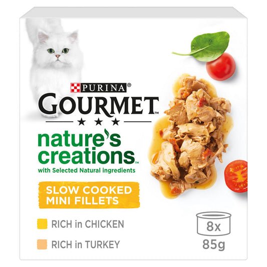 Gourmet Nature's Creations Slow Cooked Mini Fillets Poultry Selection in Gravy Cat Food & Accessories ASDA   