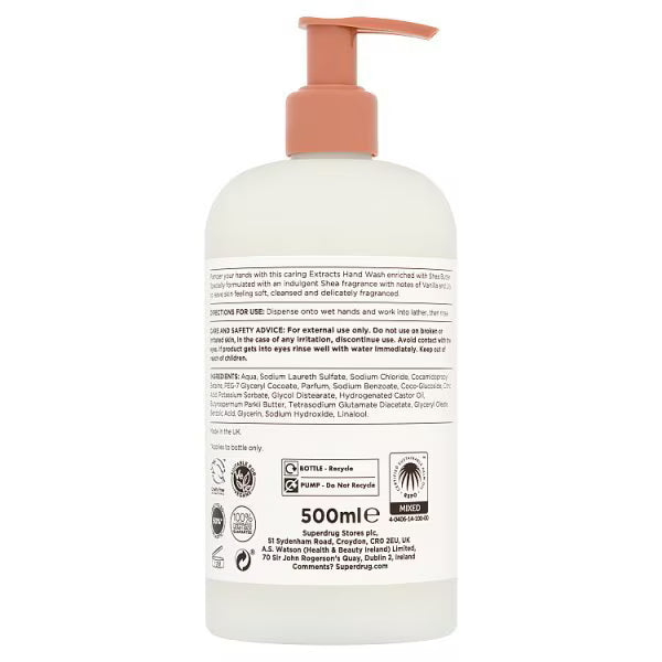 Superdrug Extracts Hand Wash Shea 500ml (British brand)