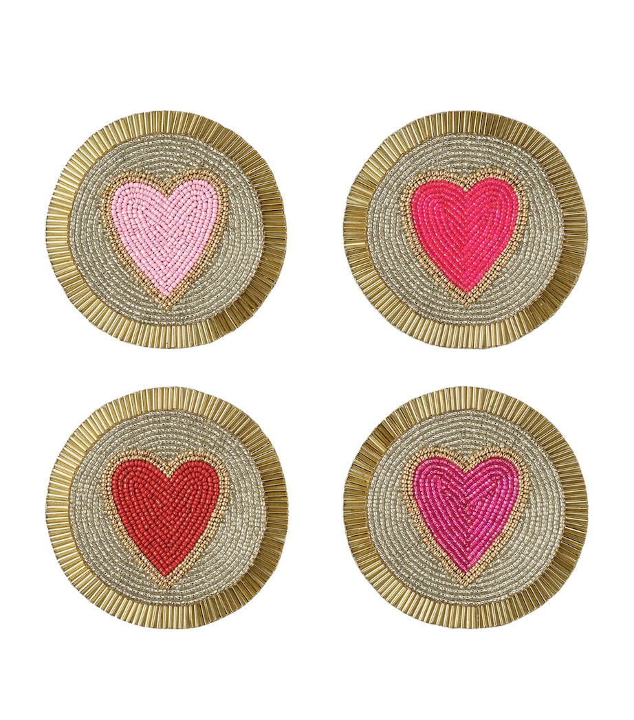 Joanna Buchanan beaded heart coasters set of 4, UK version