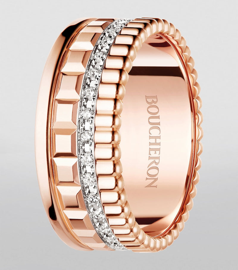 Boucheron Quatre Radiant small rose gold diamond ring, imported from the UK