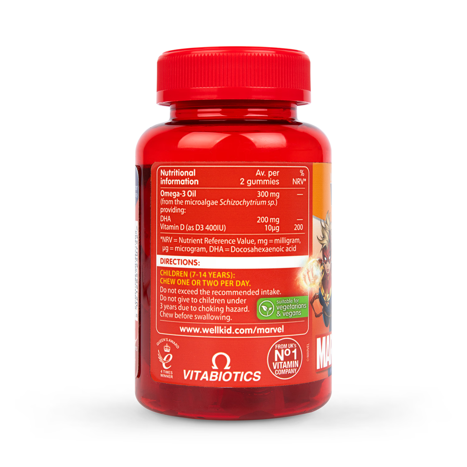 Vitabiotics Wellkid Marvel vegan soft jellies 50 count, imported from the UK