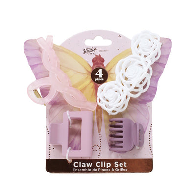 Superdrug Studio Dry Butterfly Claw Clip Set Assorted Colours Hair Accessories 4 Pack- Buy online at McGrocer