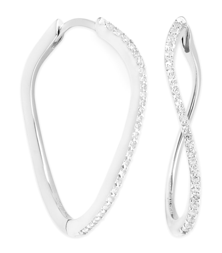 Astrid & Miyu white gold white topaz infinity hoop earrings (British brand)