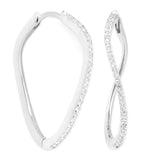 Astrid & Miyu white gold white topaz infinity hoop earrings (British brand)