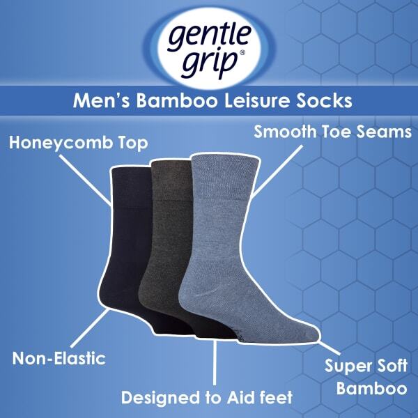 Gentle Grip bamboo socks 3 pack, UK version