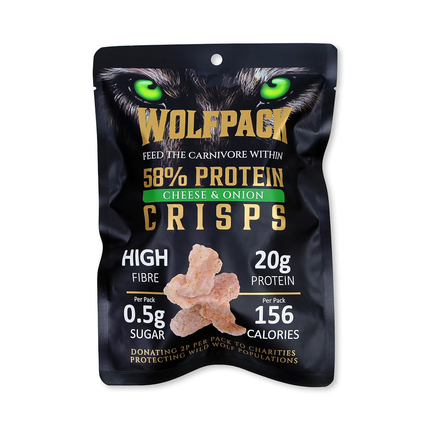 Wolfpack Protein Crisps Cheese and Onion 12x35g - British product