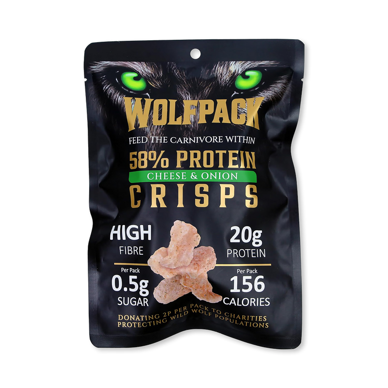 Wolfpack Protein Crisps Cheese and Onion 12x35g - British product