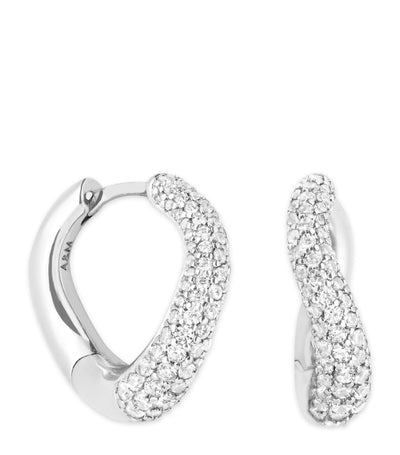 Harrods Rhodium-Plated Silver and Crystal Wave Hoop Earrings- Buy online at McGrocer