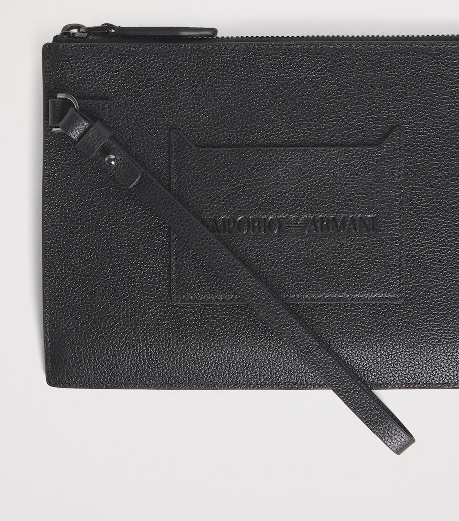 Emporio Armani grained leather logo pouch (British brand)