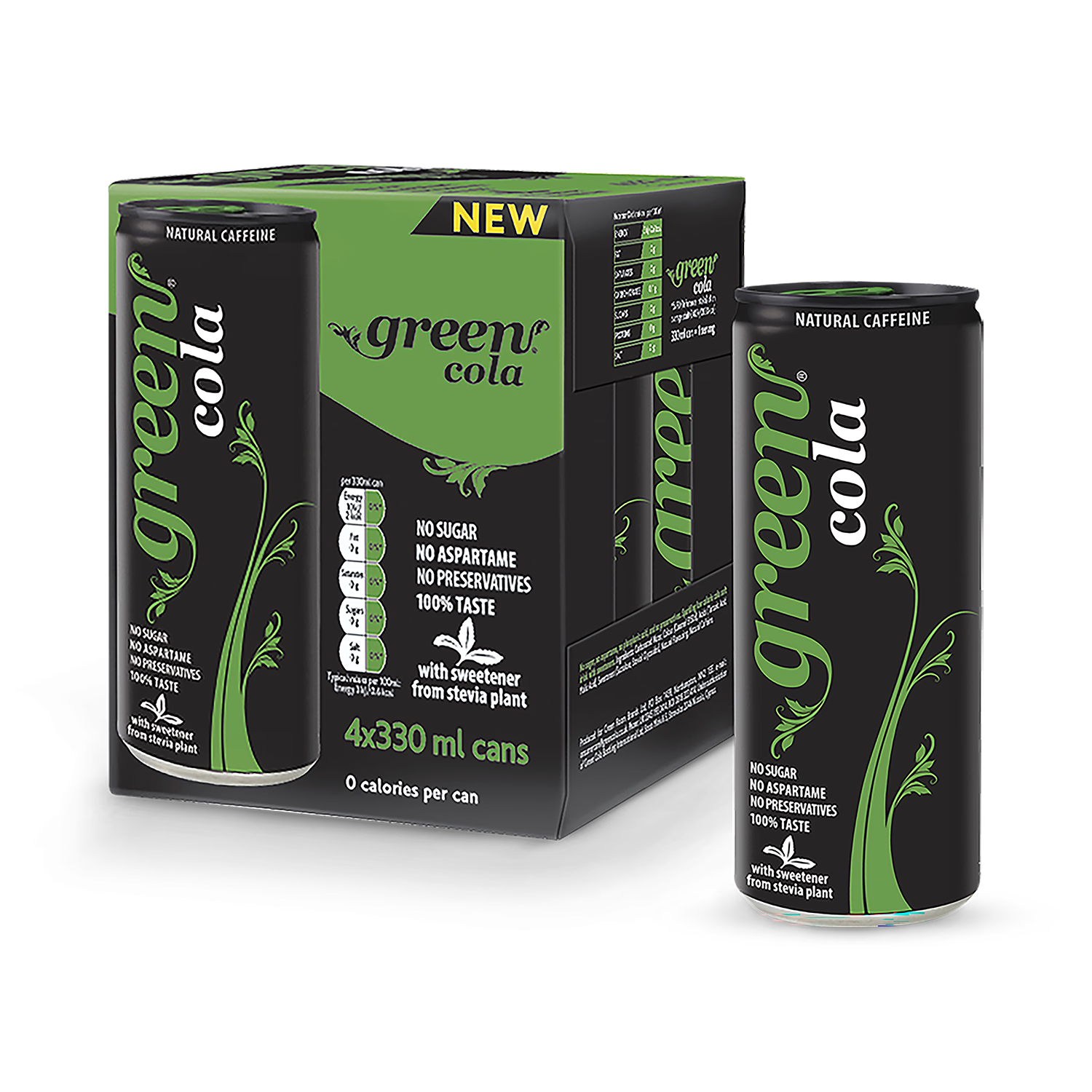 Green Cola zero sugar cola 4x330ml - British product