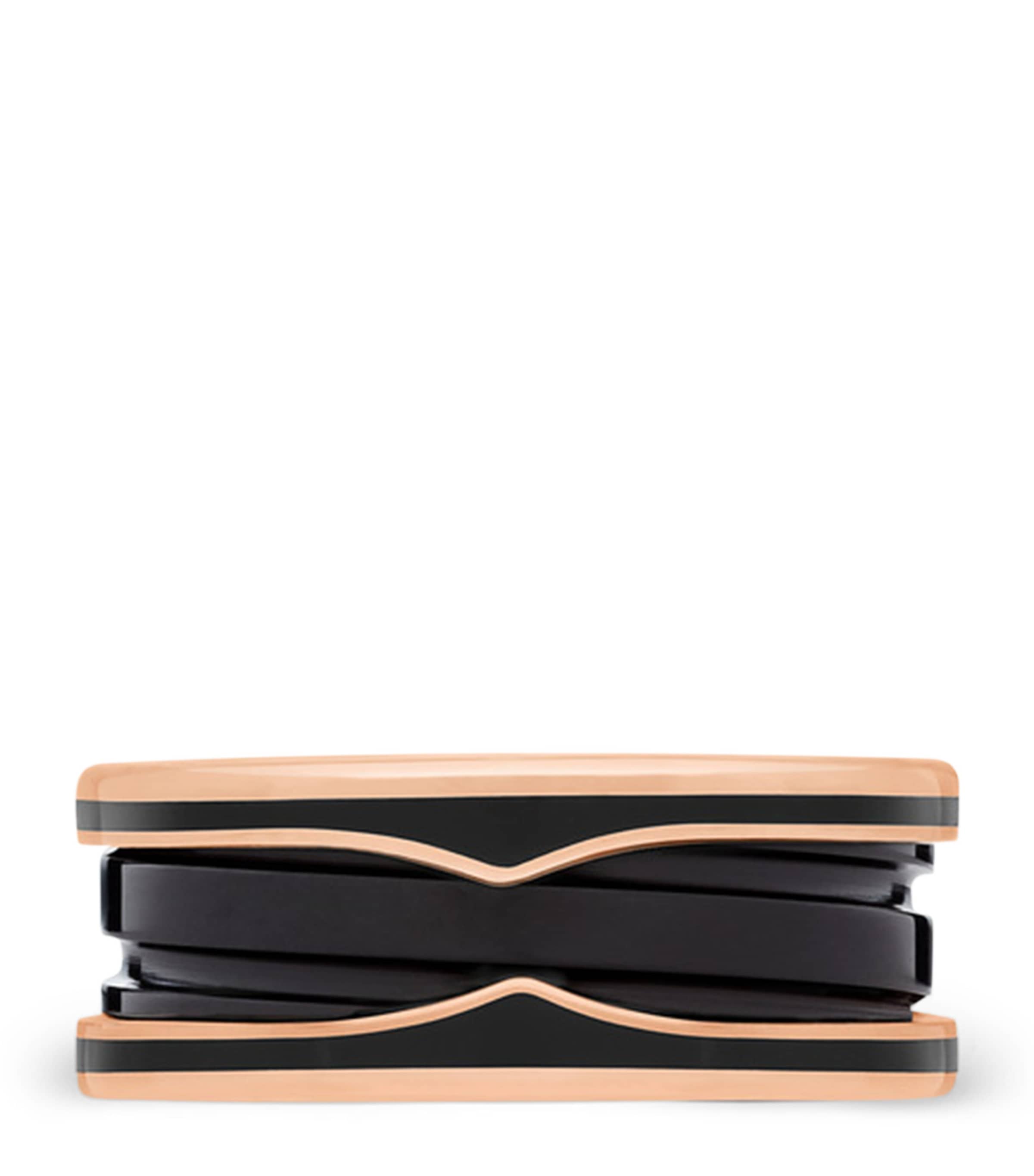 Bvlgari B.zero1 Two-Band Ring Rose Gold Black Ceramic (British brand)