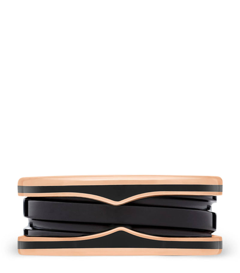 Bvlgari B.zero1 Two-Band Ring Rose Gold Black Ceramic (British brand)