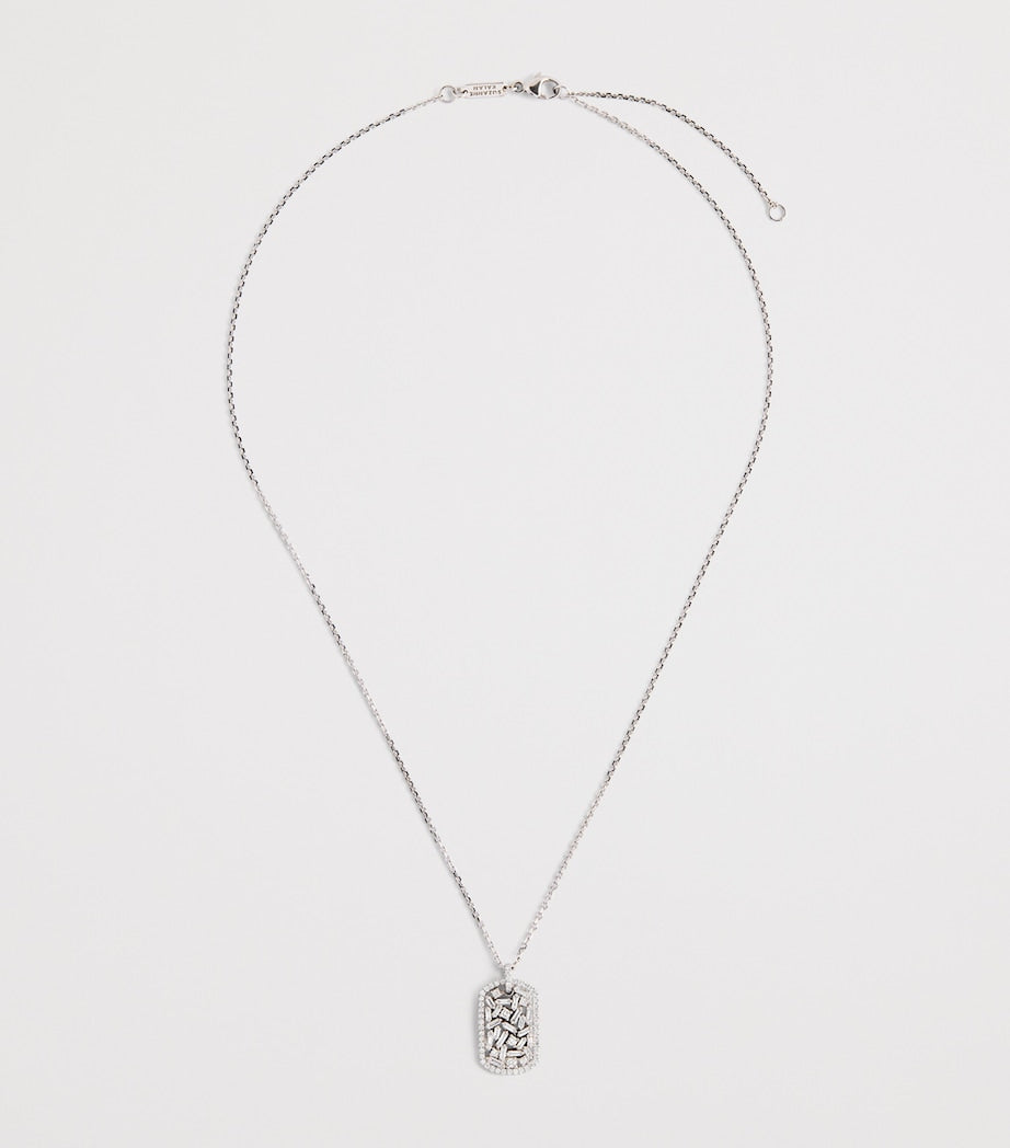Suzanne Kalan diamond dog tag pendant necklace 18k white gold - British product