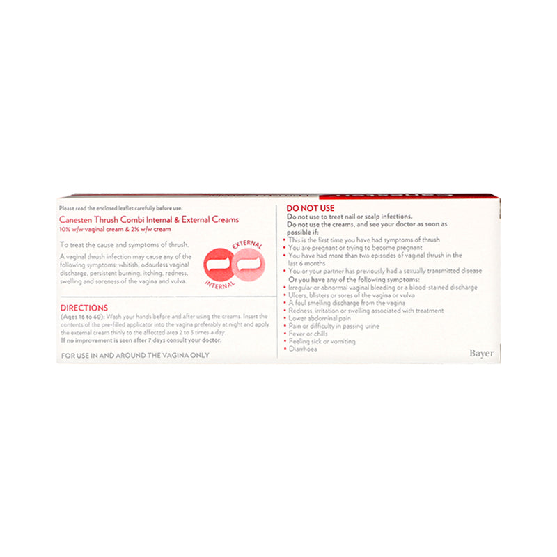 Canesten thrush treatment combi internal and external creams, UK version