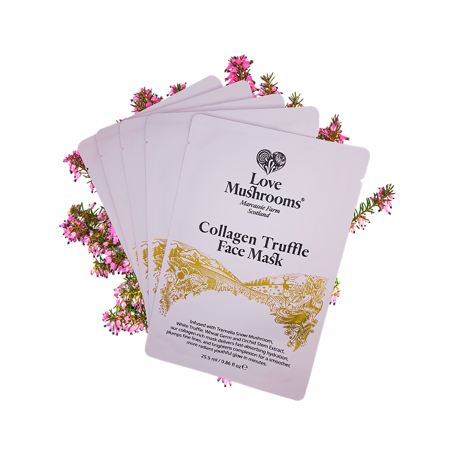 Love Mushrooms collagen truffle face mask 5 pack (British brand)