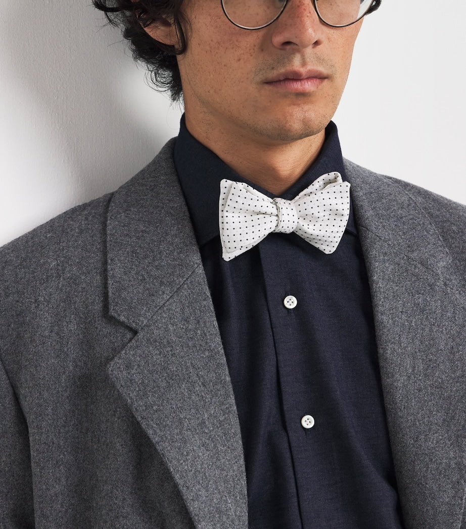 Isaia silk bow tie with polka dot star design, UK version