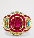 Boodles yellow gold diamond and ruby Palace ring - British product