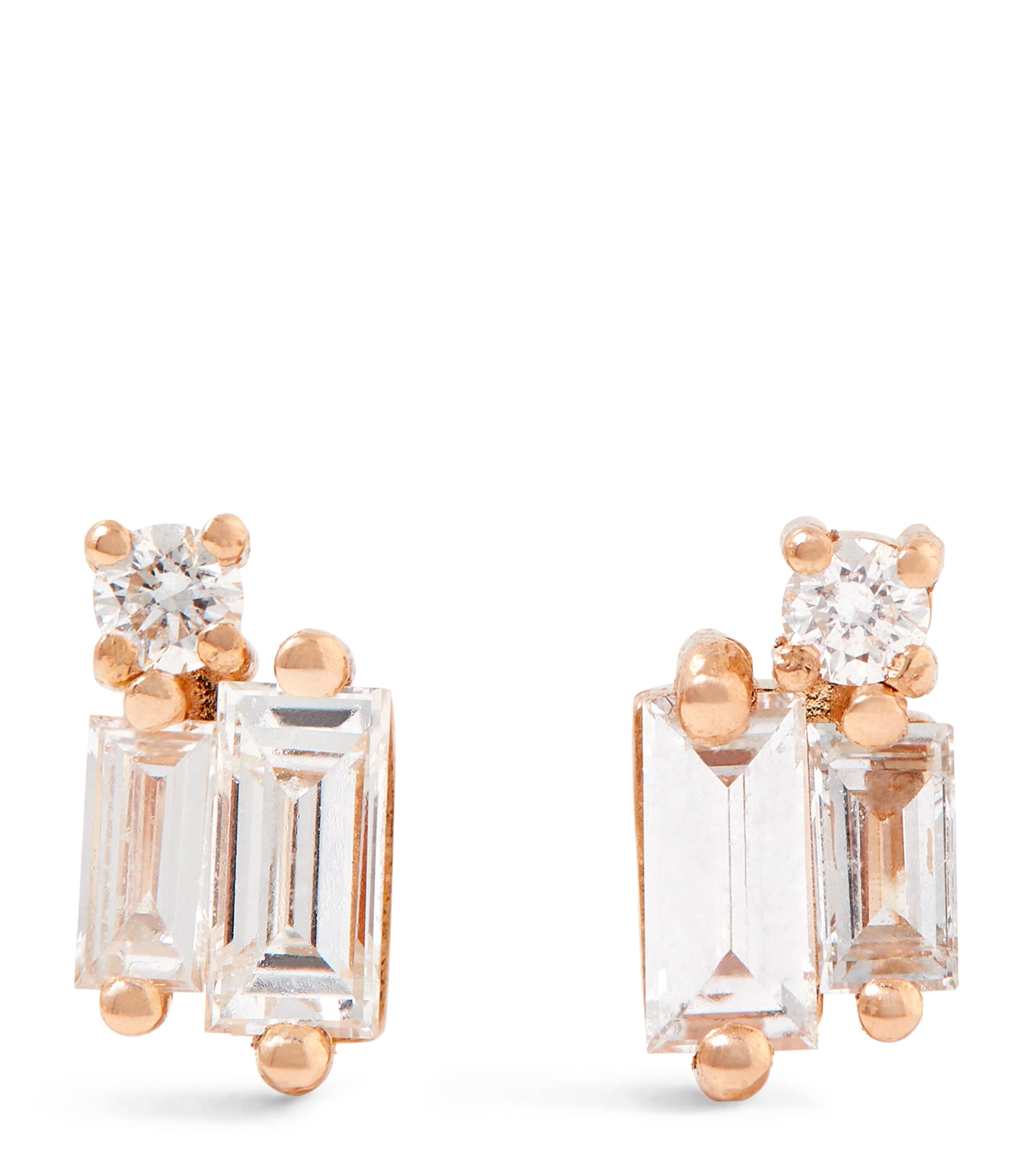 Suzanne Kalan rose gold diamond earrings, imported from the UK