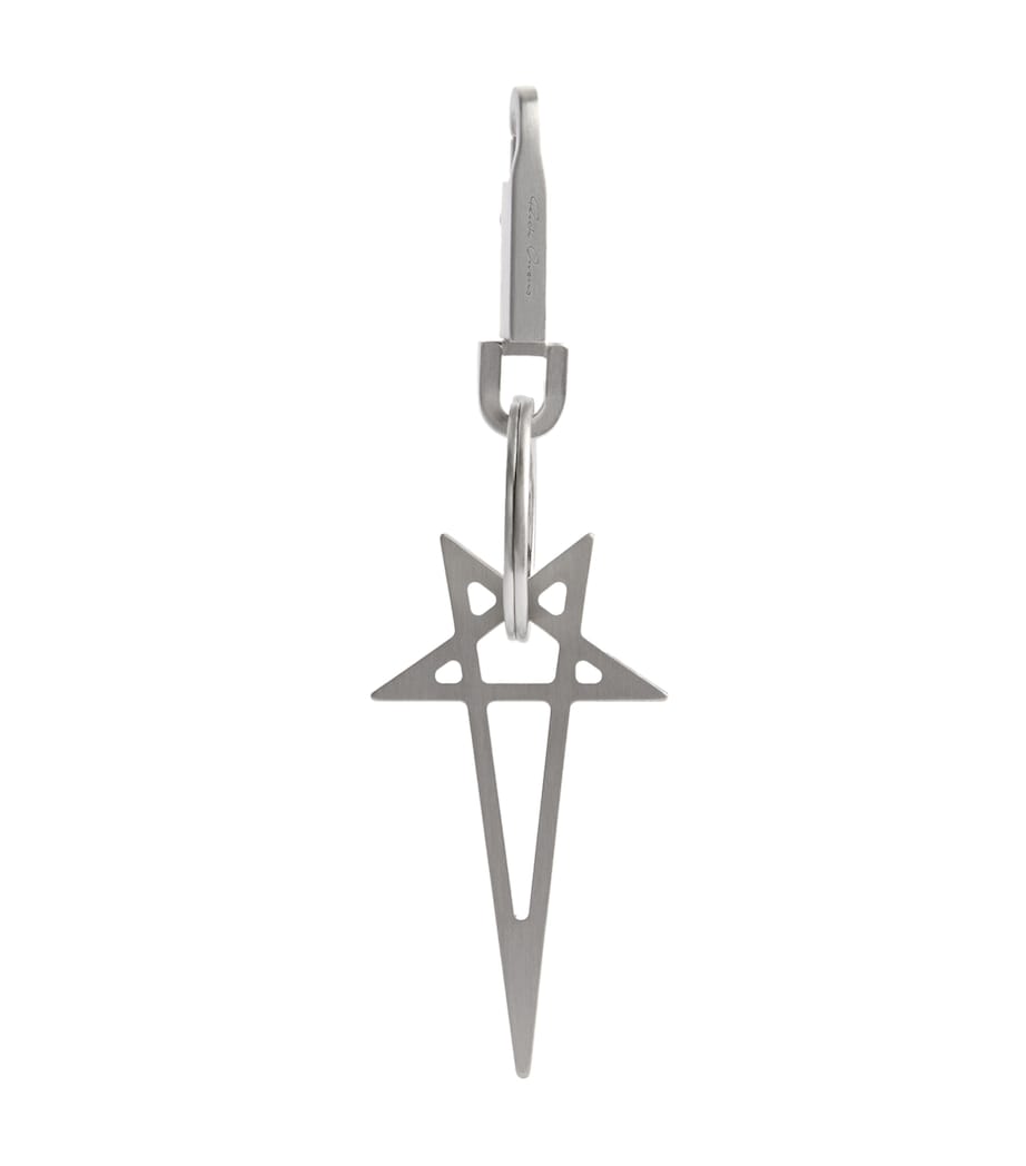 Rick Owens Pentagram keyring brushed palladium, UK version