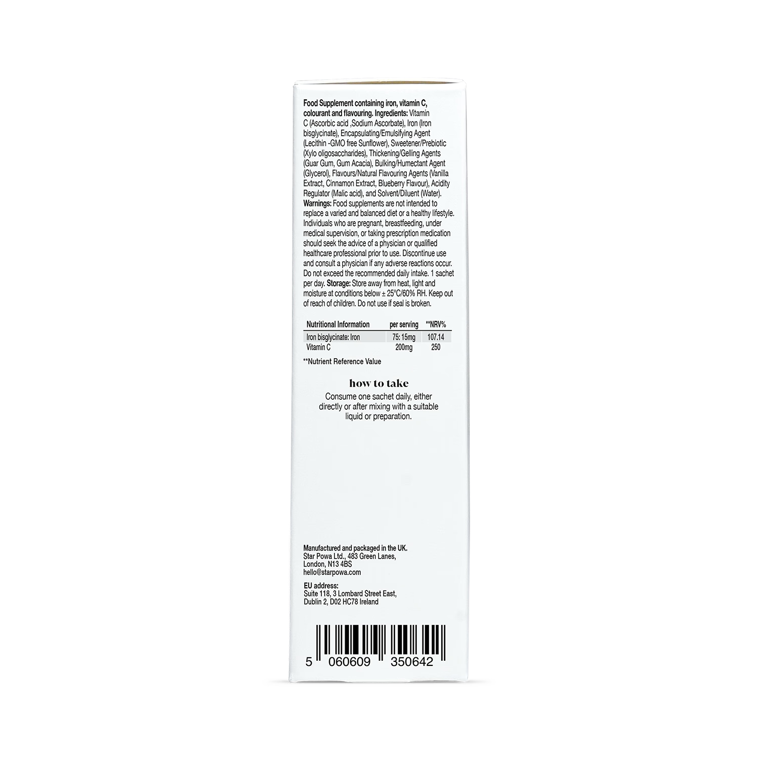 Starpowa liposomal iron supplement 14 sachets - British product