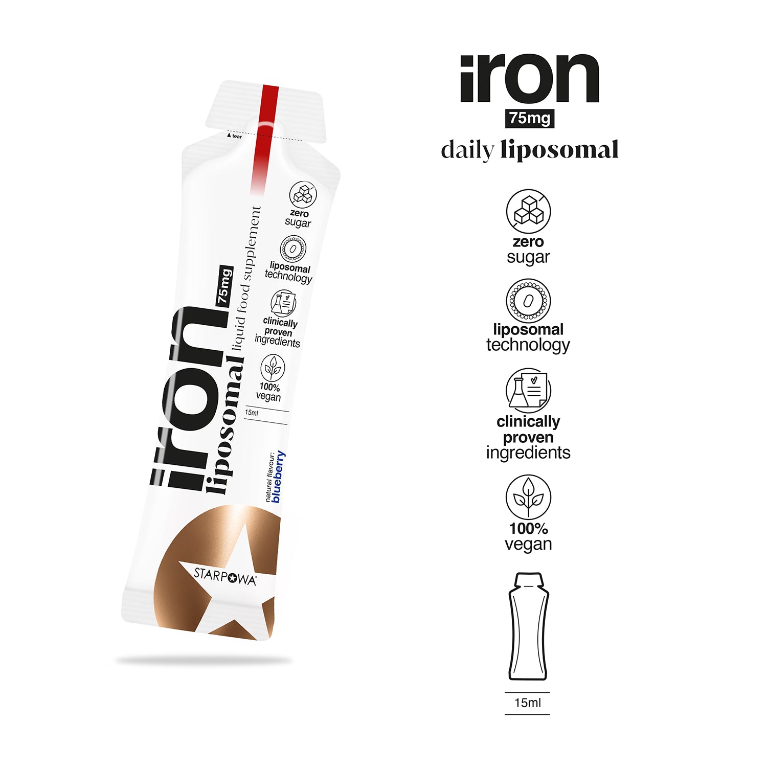 Starpowa liposomal iron supplement 14 sachets - British product