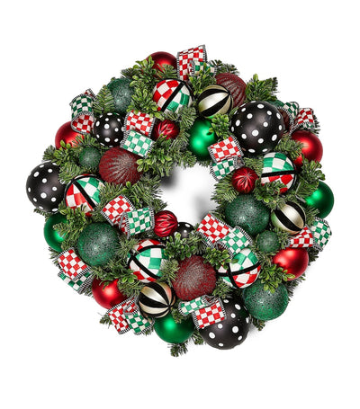 Harrods MacKenzie-Childs Check It Out Illuminated Wreath 66cm- Buy online at McGrocer