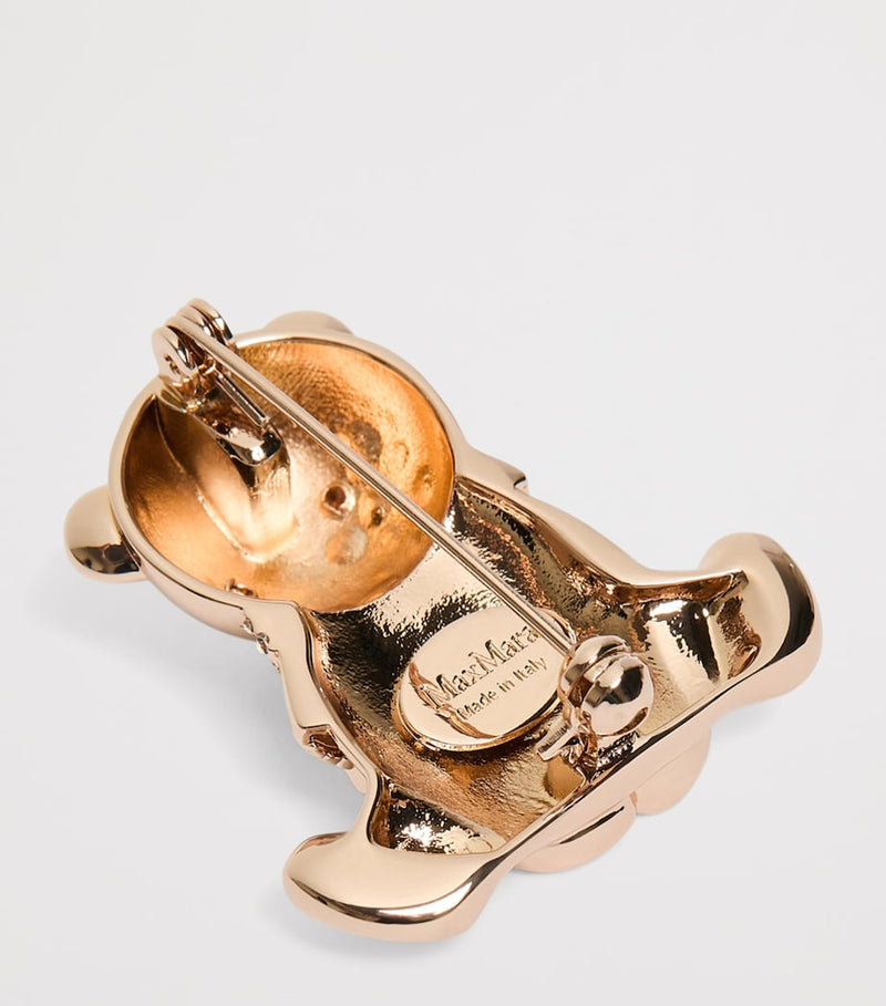 Max Mara teddy bear brooch gold-tone (British brand)
