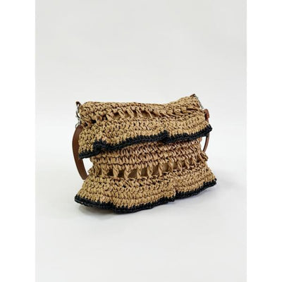 Superdrug SVNX Straw Shoulder Bag With Frill Detail 27cm x 23cm x 7cm- Buy online at McGrocer