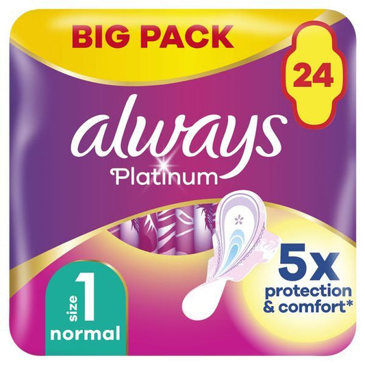 Always Platinum Normal Sanitary Towels With Wings 24 Pads GOODS Boots   