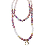 Myga balance bead necklace with crescent moon pendant, imported from the UK