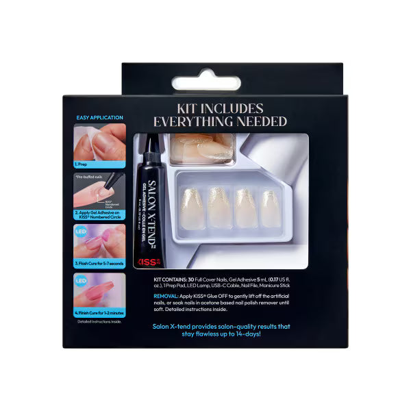Kit d'ongles en gel KISS beige moyen 30 pièces - Produit britannique