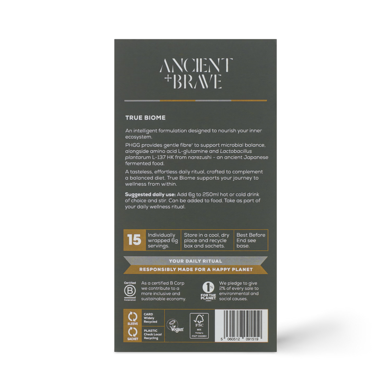 Ancient+Brave True Biome gut health supplement 15 sachets - British product