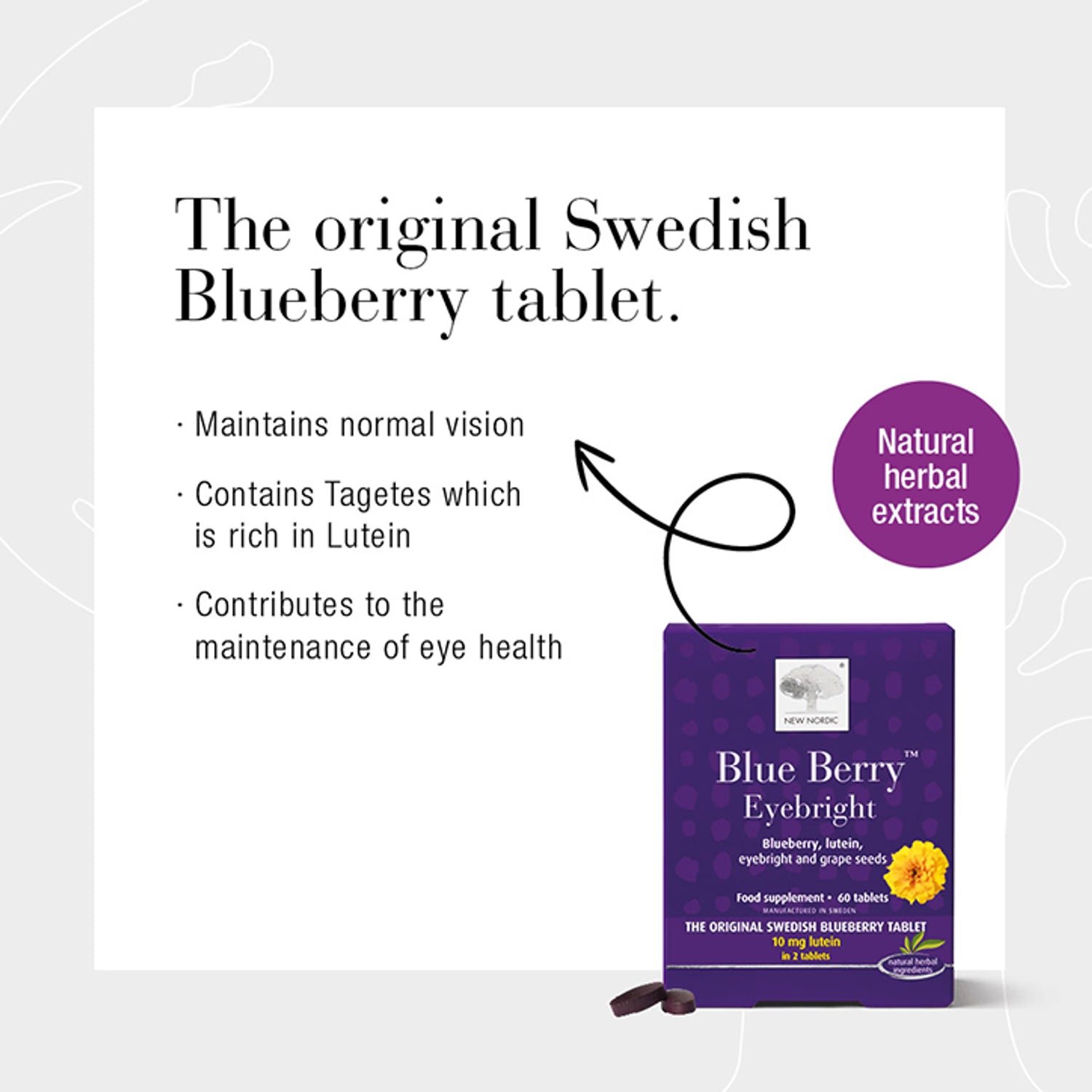 New Nordic Blue Berry Eyebright tablets 60, imported from the UK